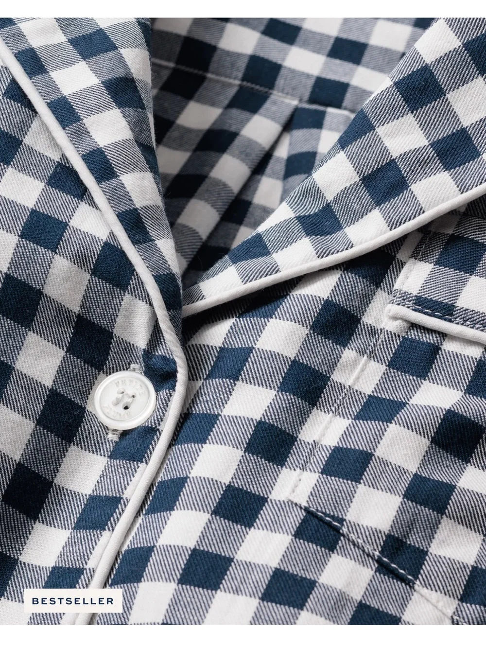 Petite Plume Kid’s Twill Pajama Set in Navy Gingham 3T